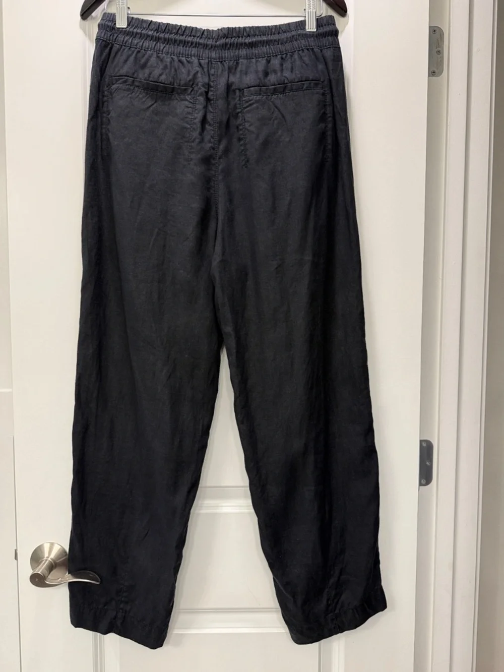 Athleta Black Linen Elastic-Waist Relaxed 100% Linen Pants